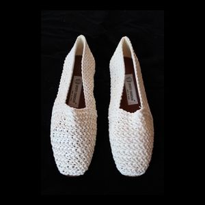 Andre Assous Summery ivory flat woven loafers